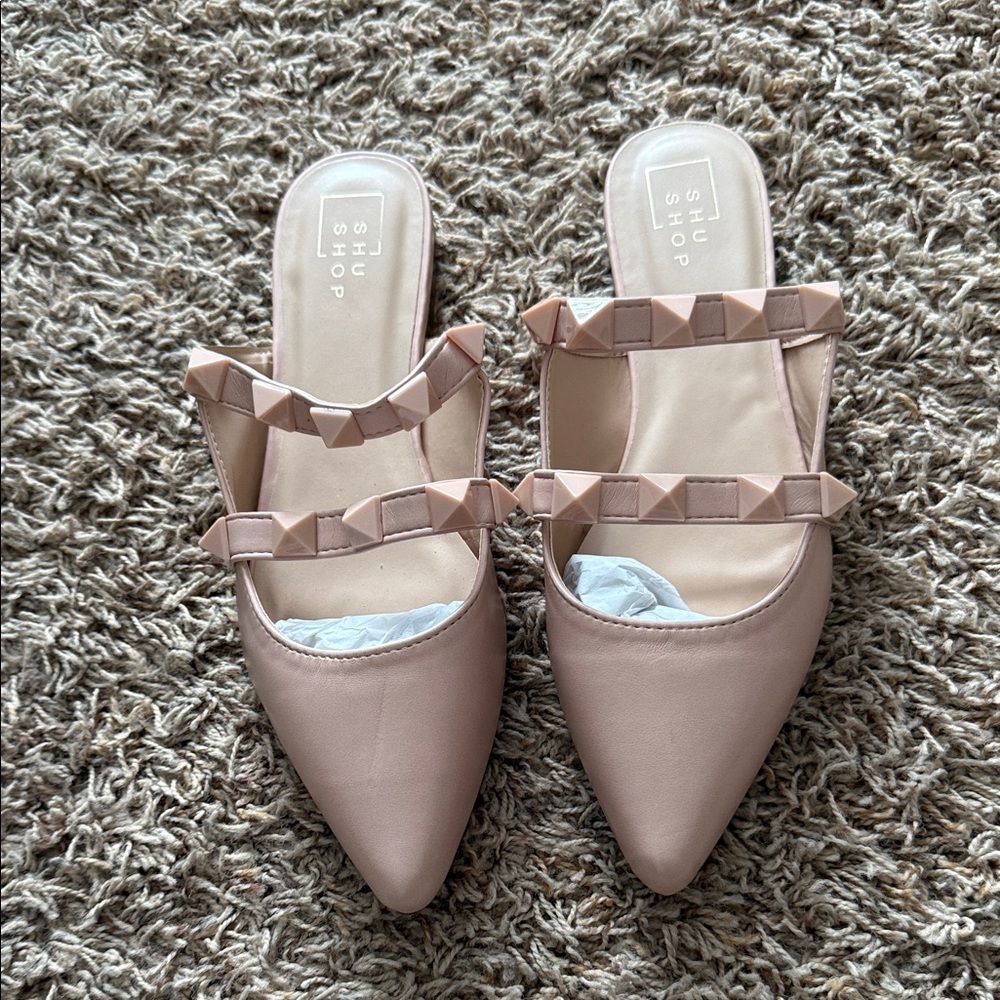 ShuShop Women's Blush Studded Mules